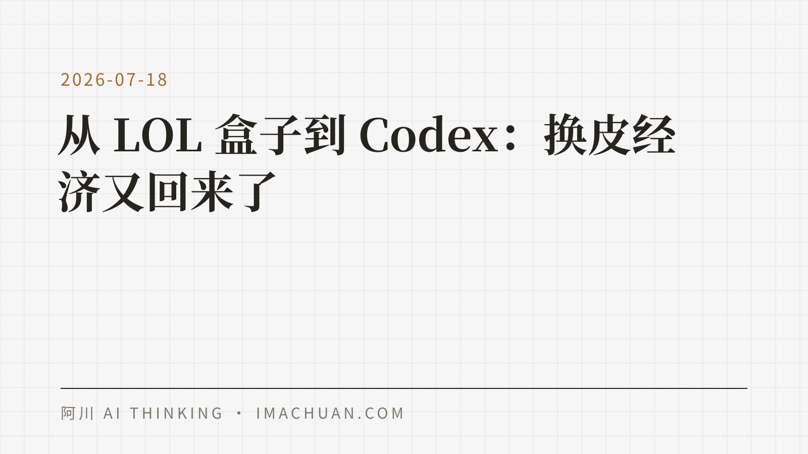 文字封面，写着「从 LOL 盒子到 Codex：换皮经济又回来了」